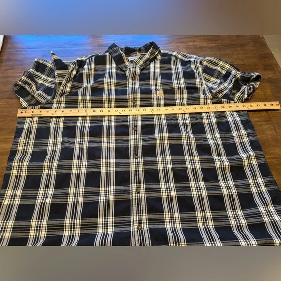 Carhartt Short Sleeve Relaxed Fit Button Down Shirt Men’s SZ 4XL Plaid Casual - Picture 8 of 9